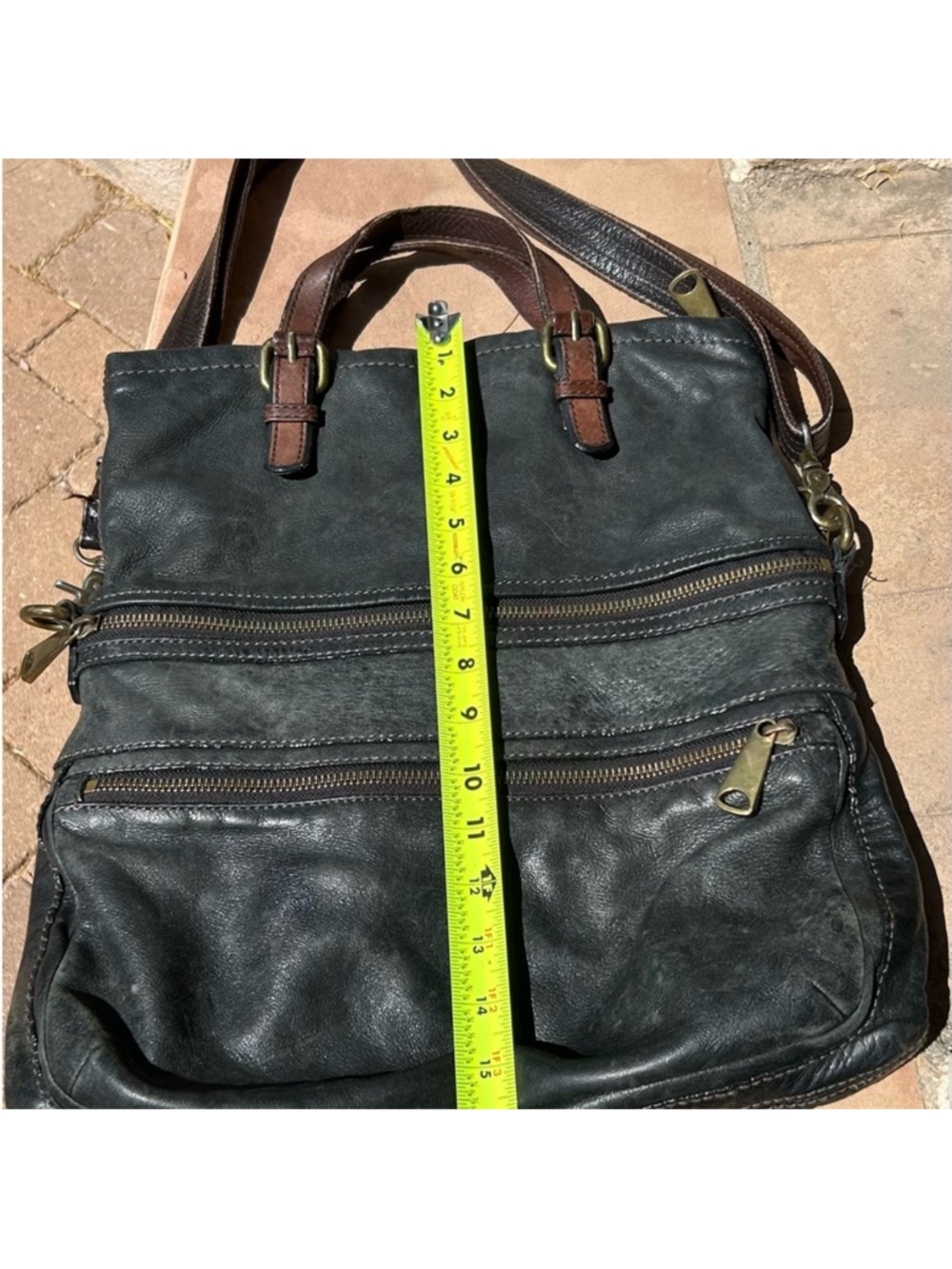 Rehab: Fossil Vintage Explorer Green Leather Crossbody Foldover Bag